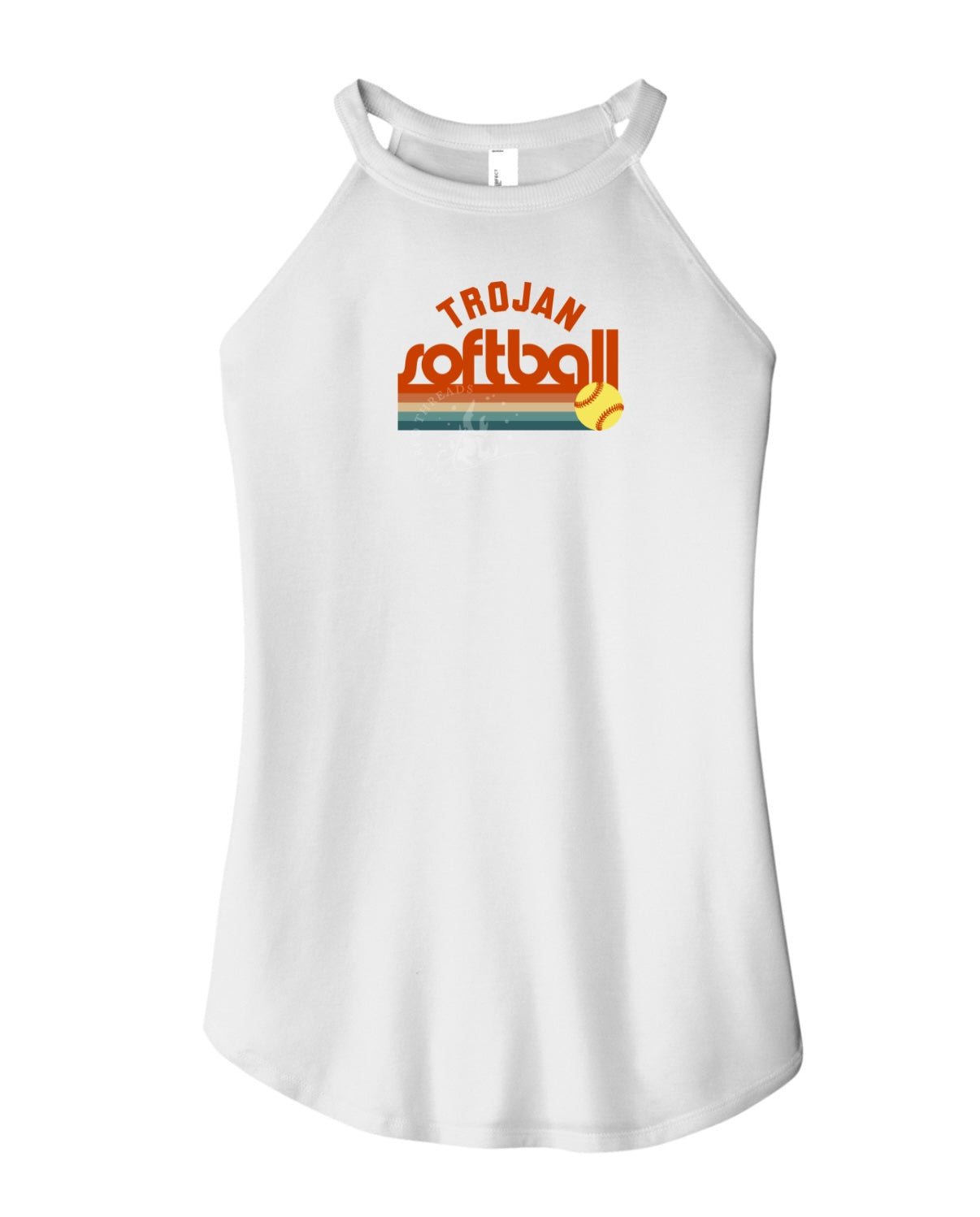 Pleasantville Trojans Muted Retro Softball Perfect Tri Rocker Tank | Women’s Pleasantville Softball Tank