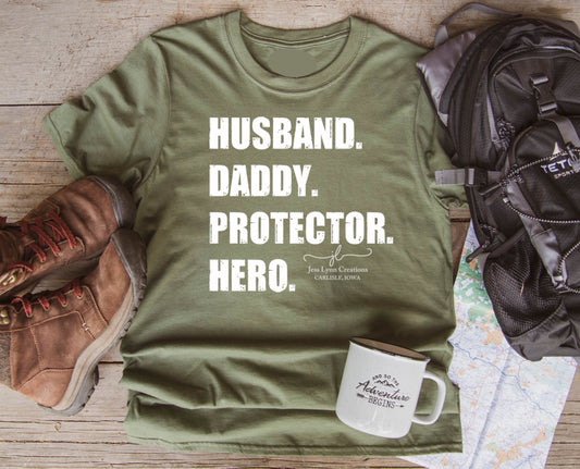 {MTO} Husband Daddy Protector Hero Short Sleeve T-Shirt