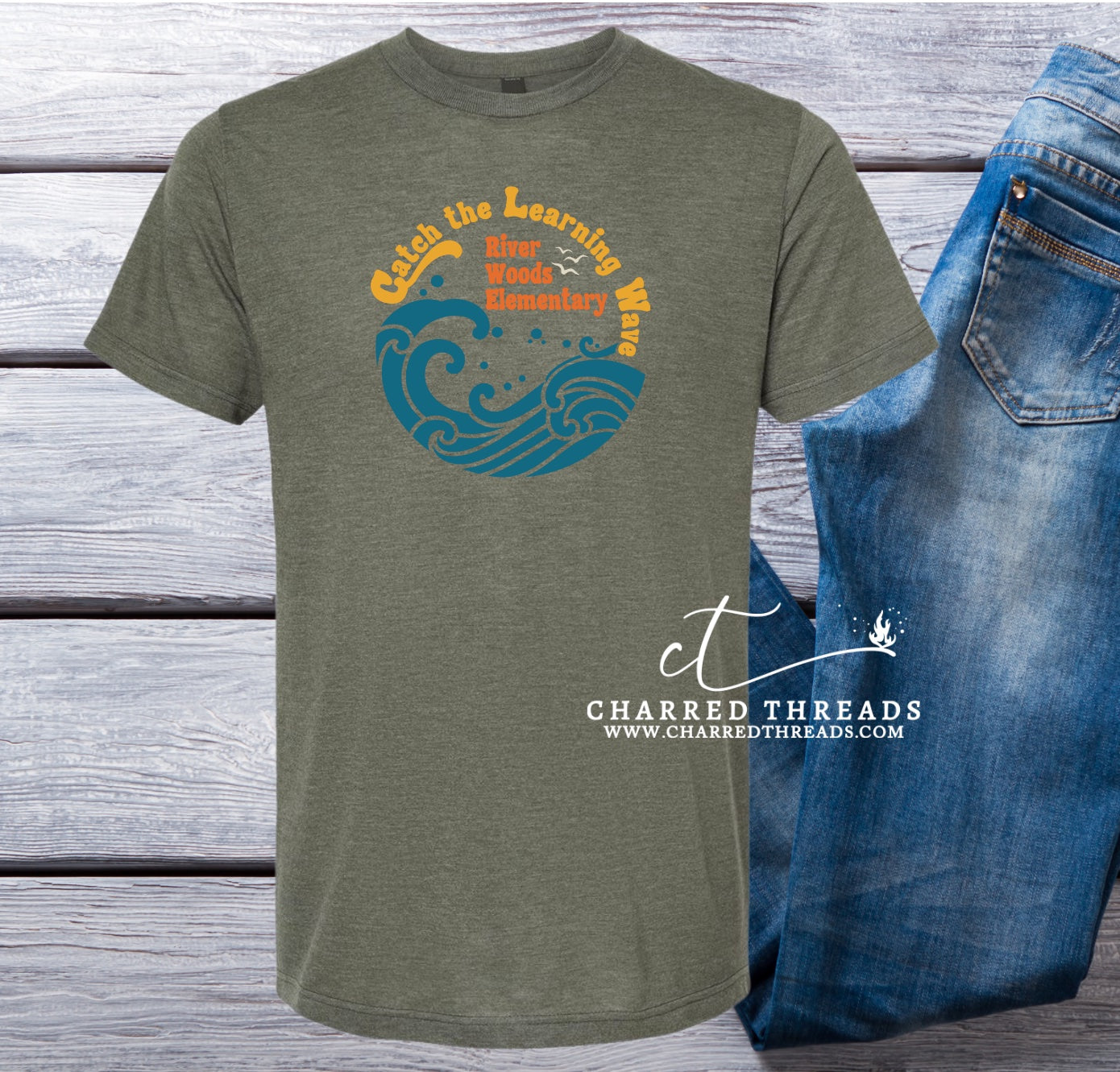 2024 River Woods Elementary Catch the Learning Wave Short Sleeve T-Shirt