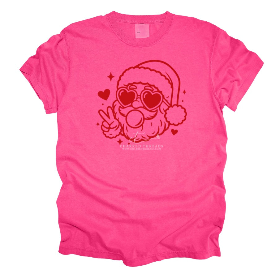Bubblegum Santa – Heart Eyes Santa Christmas Tee & Crewneck