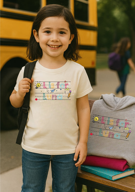 Personalized “A is for ...” Kids Back to School Shirt | Custom Name Tee, Crewneck or Hoodie