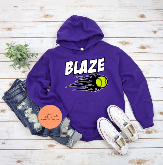 Blaze Softball Fan Gear Pullover Hooded Sweatshirt