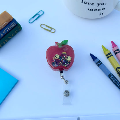 Apple Shaker Resin Badge Reel – Teacher Gift