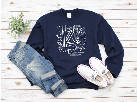 2022 King Elementary Typography Crewneck Sweatshirt