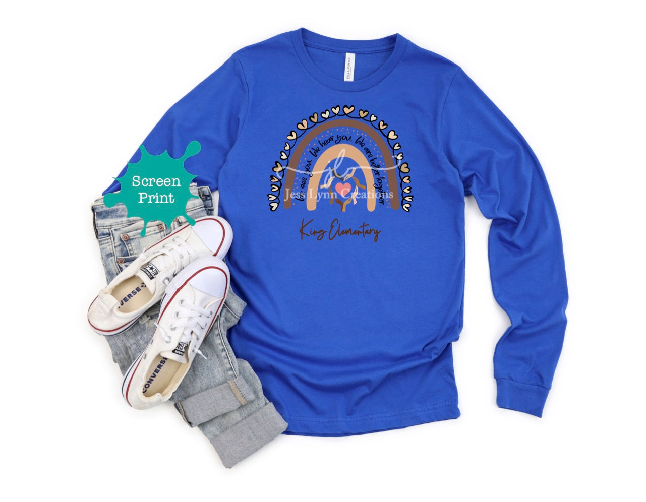 2021 King Elementary Boho Rainbow Long Sleeve Shirt